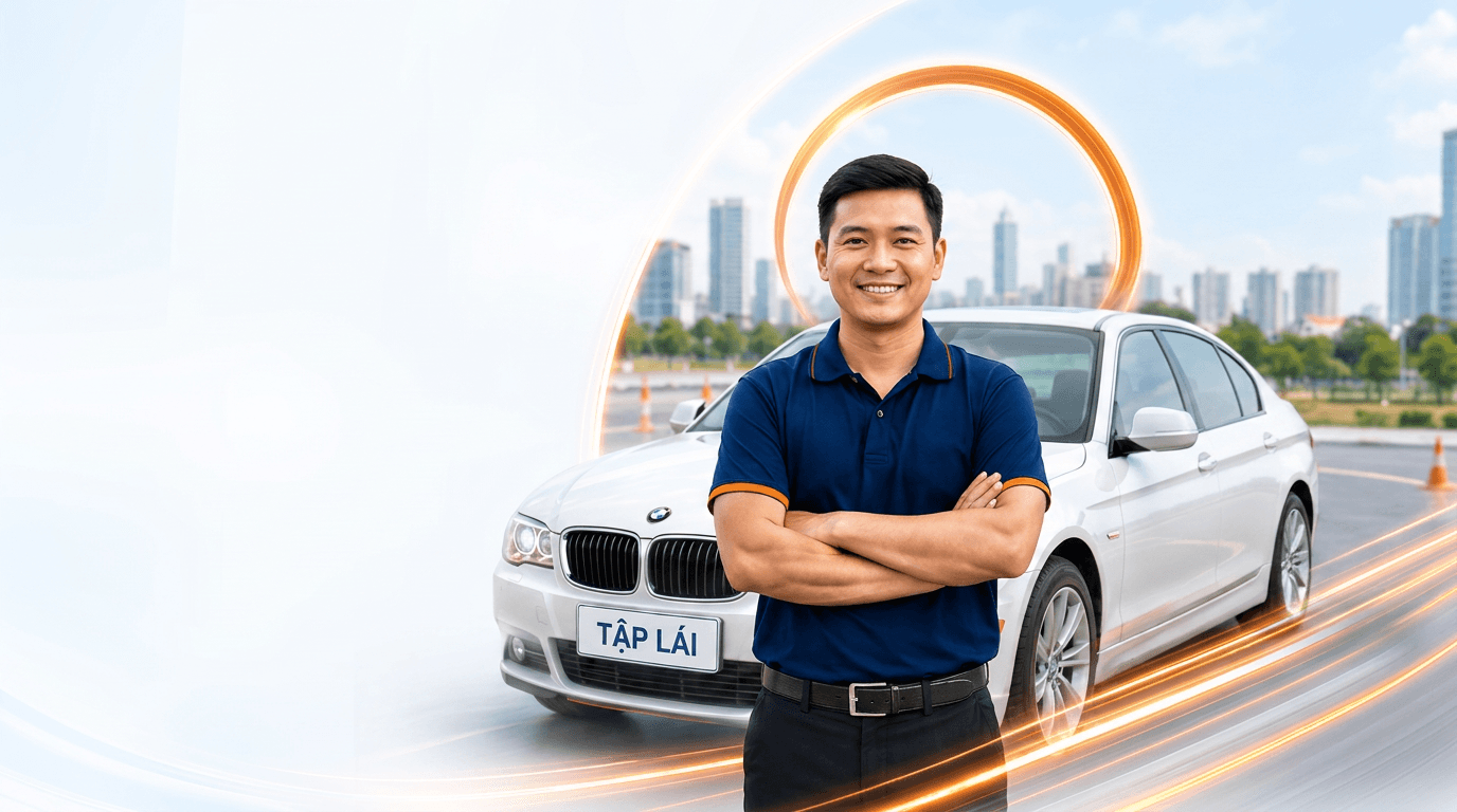 Giáo viên Nam Cường và xe tập lái